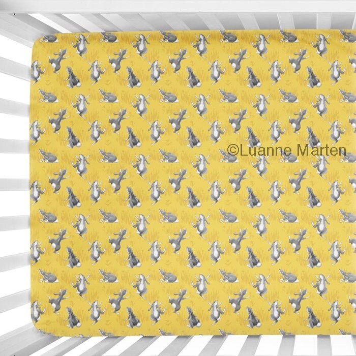 Mustard Gray Bunny Crib Sheet. Fitted Crib Sheet. Crib ...