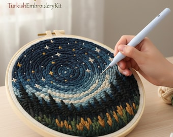 Galaxy Punch Needle Stickmuster, Sternennacht Stickerei, DIY Geschenk für Anfänger