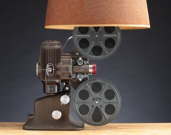 16mm Projector Lamp, Upcycled Lighting, Handmade Art Deco Light, Vintage, Repurposed Film Equipment, Movie Home Decor, Cinephile, Film Reel