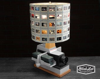 Slide Projector Lamp, 35mm Lampshade, Photographic Lighting, Upcycled Photo, Repurposed, Transparencies, Negative, Home Decor, Table Light