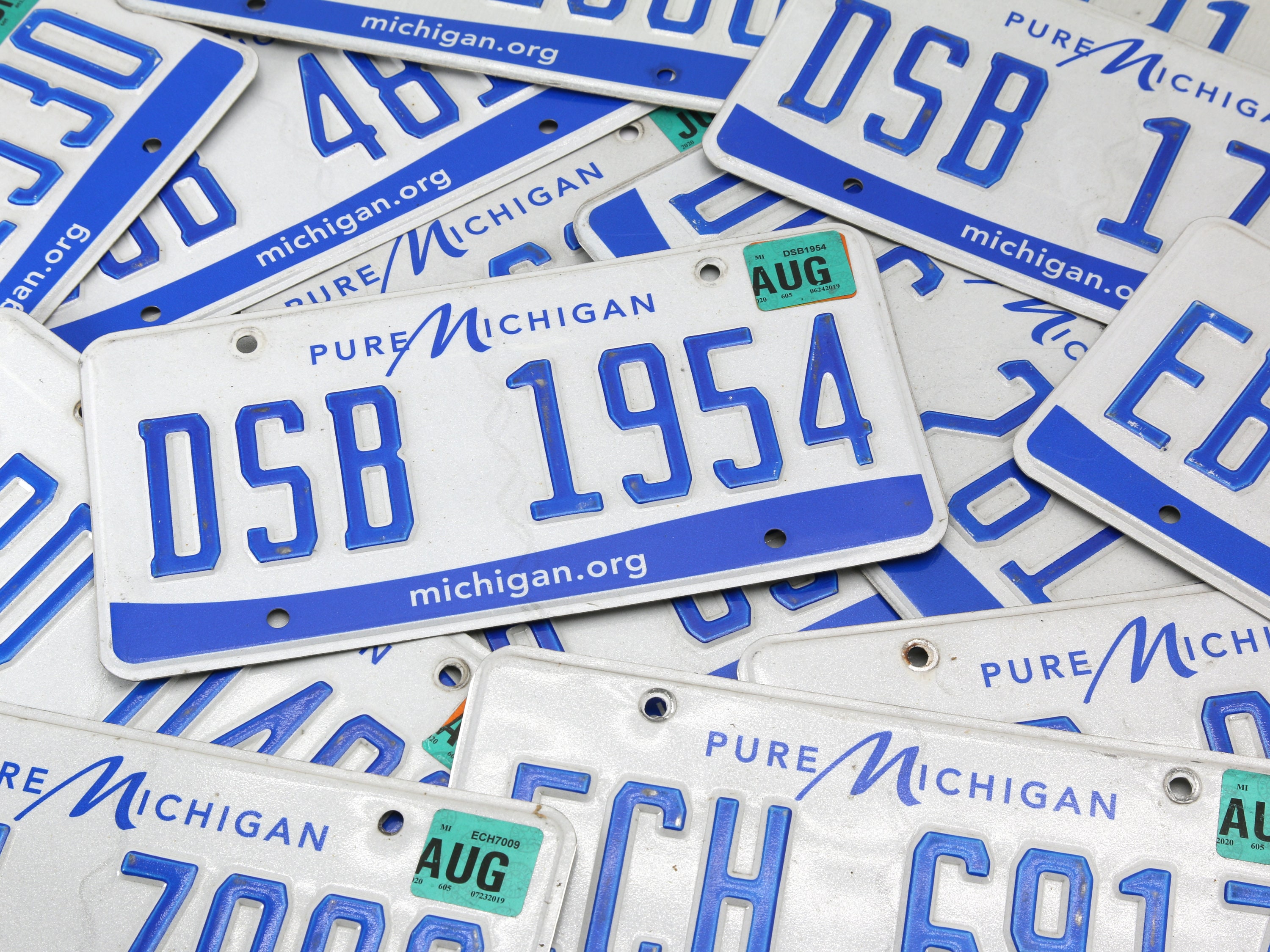 10 White and Blue Michigan License Plates Free Shipping Craft