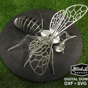 Digitale download - 3D honingbij puzzel model tuindecor - plasma- of laser-CNC-gesneden bestanden inclusief dxf, svg, pdf, + montage-instructies