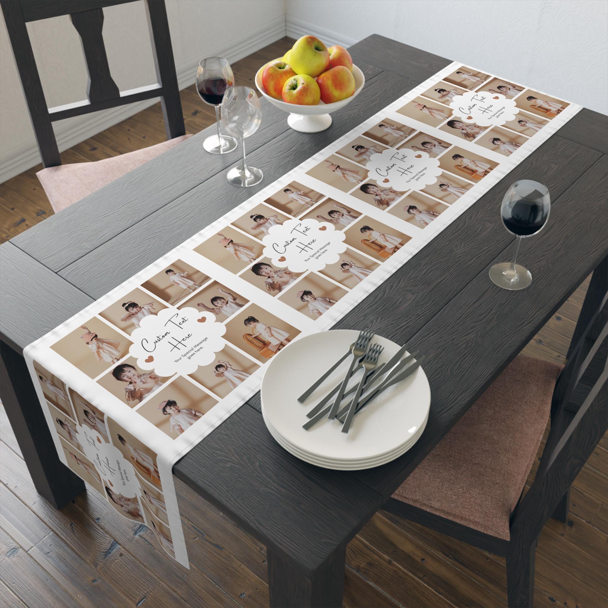 Colorful Collage Table Custom Photo Collage Table Runner | Personalized Picture Decor | Family ...