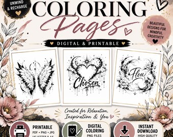 Color My Soul: Inspirational Coloring Page Bundle | Adult Flower Coloring Sheet | Printable & Digital Download | Mindful Coloring Art