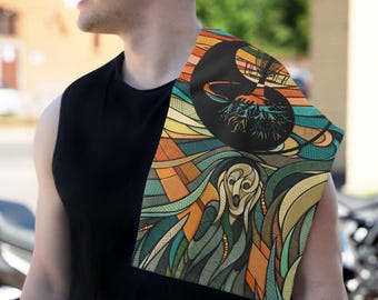 Discgolfhanddoek, door Van Gogh geïnspireerde kunst, kleurrijk abstract ontwerp, rallyhanddoek 11 x 18