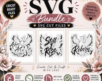 SVG Bundle: Inspirational Phoenix SVG PNG | Color My Soul Design (Digital Download)