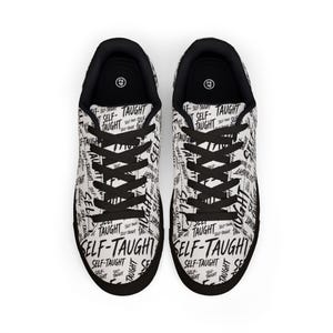 Self-Taught Script Pattern Men's Sneakers | Low-Top Leather Sneakers