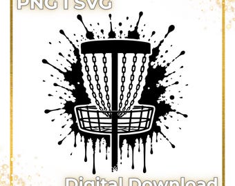 Disc Golf Basket Splash SVG | Disc Golfer Cut File (Digital Download)
