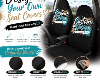 Design Your Own Car Seat Covers | Personalized Set of 2 Seat Covers | Custom Photo, Name or Logo