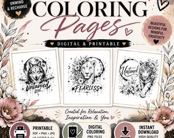 Color My Soul: Untamed Coloring Page Bundle | Adult Flower Coloring Sheet | Printable & Digital Download | Mindful Coloring Art