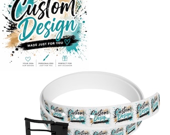 Custom Design Pattern Belt | White Graphic Logo Repeat