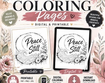 Color My Soul: Peace Be Still Wave Coloring Page | Adult Flower Coloring Sheet | Printable & Digital Download | Mindful Coloring Art
