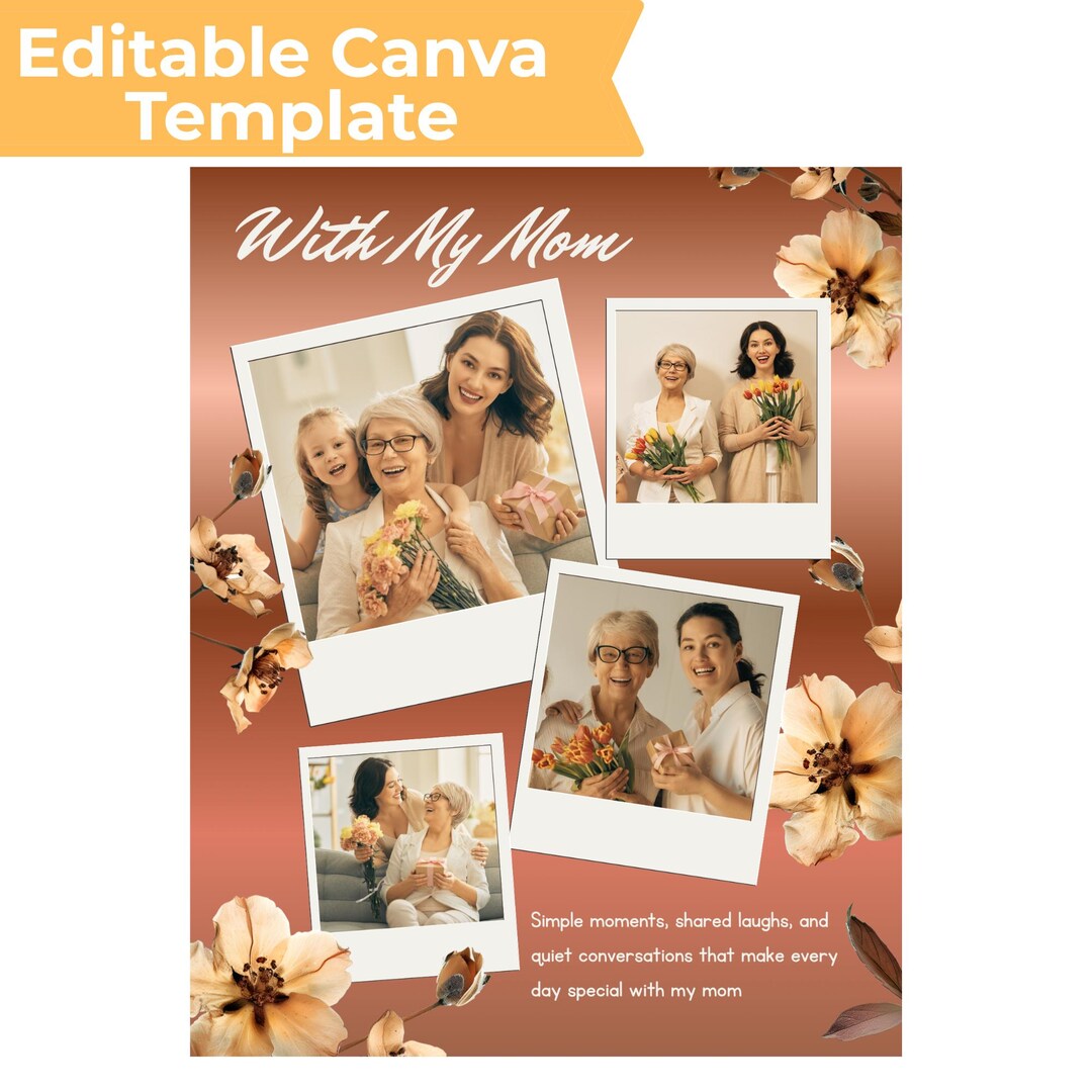 Mother's Day Photo Collage Template | Editable Canva Design (instant ...