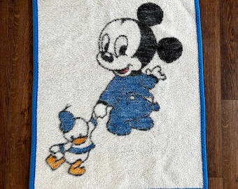 Vintage 80s Biederlack Blanket Mickey Mouse Baby