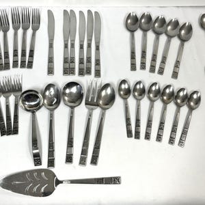 Vintage Supreme Cutlery Japan Stainless Flatware Service for Five + Extras Lot of 49 Pieces