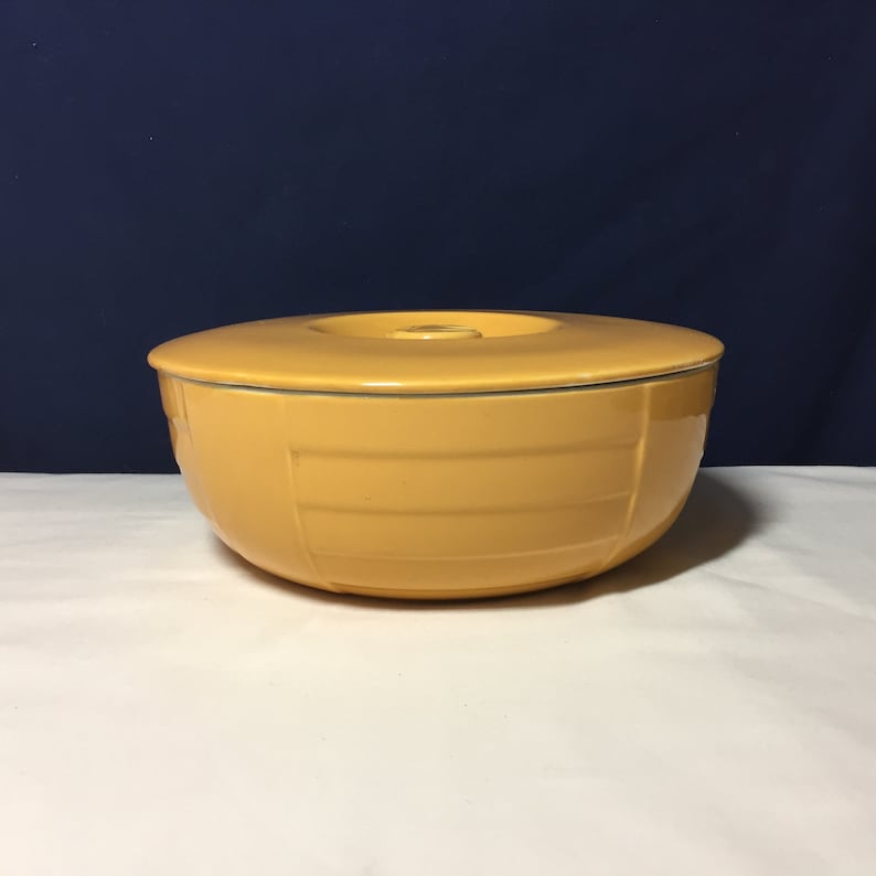 The Hall China Co Covered Dish Yellow Hotpoint Refrigerator Container 1930s Kitchen