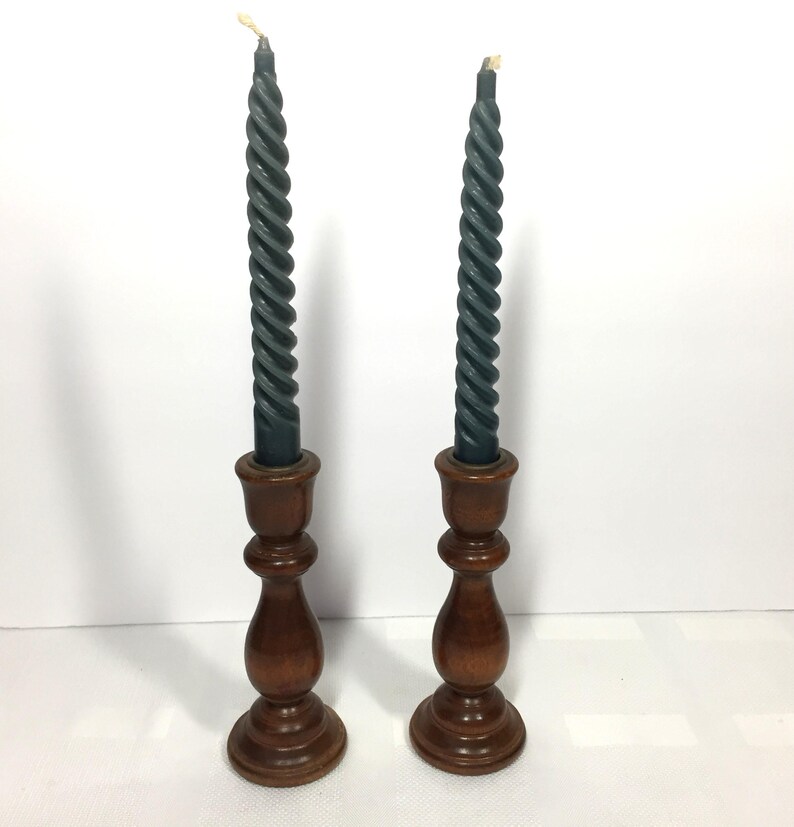 Vintage Wood Candlestick Holders Set of Two - Etsy