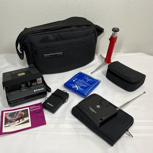 Vintage Polaroid Spectra System SE with Camera Bag Remote Tripod Filters Paperwork Tested