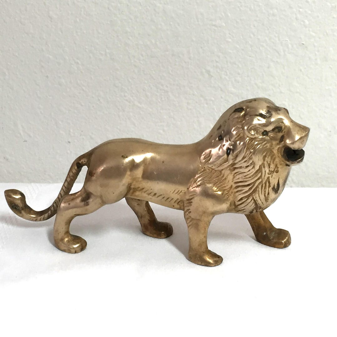 Vintage Brass Lion Animal Figurine - Etsy