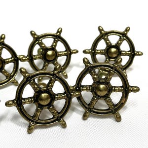 Vintage Brass Nautical Drawer Knobs & Pulls Ships Wheel Lot of 12
