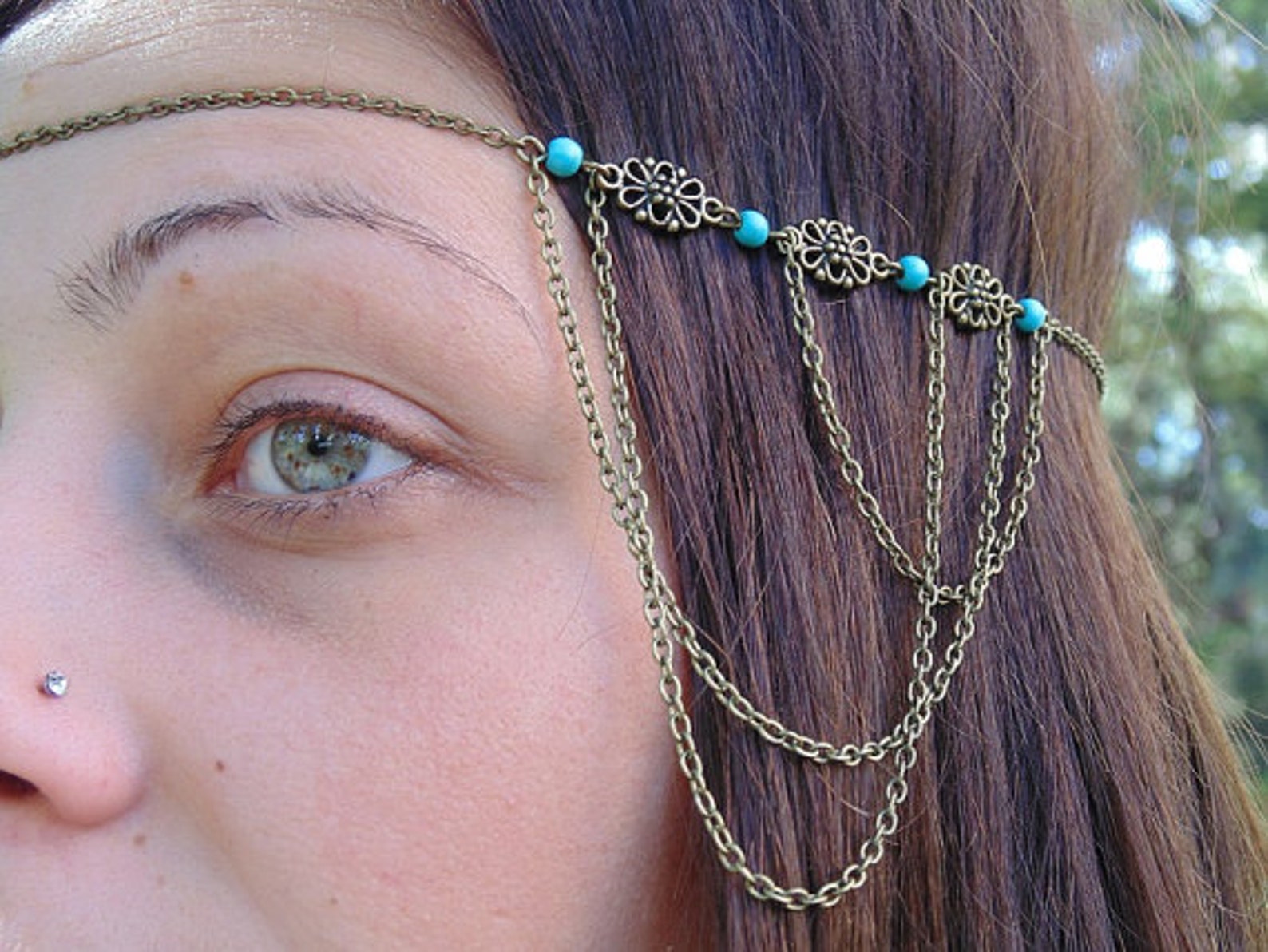 Boho Head Chain Chain Headbandturquoise Headband Metal Head | Etsy