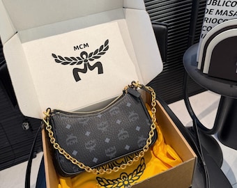 MCM Authentische Schwarze Mini Schultertasche - Luxus Designer Crossbody Geldbörse
