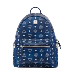 Zaino MCM Visetos blu navy / Zaino di lusso Stark con monogramma