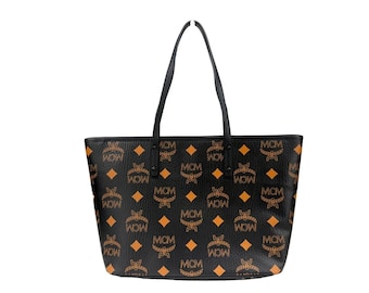 MCM Visetos Einkaufstasche, Designer Monogramm Shopper, Luxus Leder Schulter Handtasche