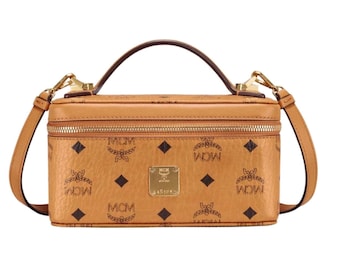 MCM Visetos Kosmetikkoffer Tasche | Cognac Monogramm Umhängetasche