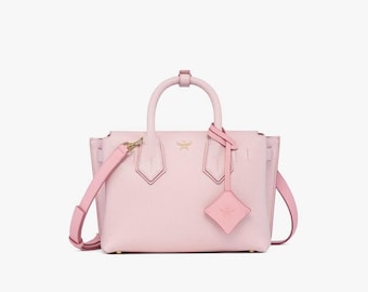 MCM authentische rosa Leder Tragetasche, Top Griff Crossbody Geldbörse für Damen