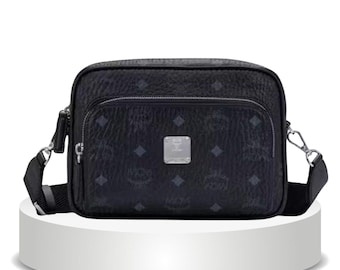 MCM Aren Visetos Crossbody Bag, Designer Monogram Schultertasche