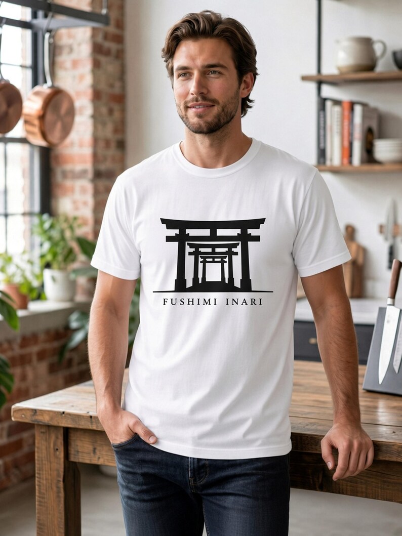 San Mai Atelier on-model — Fushimi Inari white tee