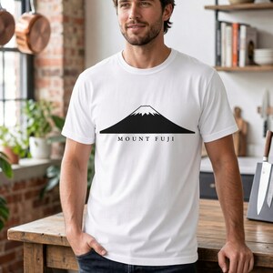 San Mai Atelier on-model — Mount Fuji white tee