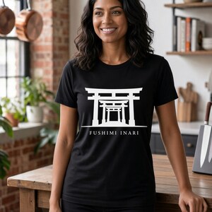 San Mai Atelier on-model — Fushimi Inari black tee
