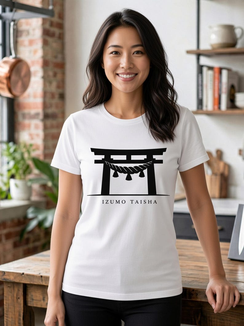 San Mai Atelier on-model — Izumo Taisha white tee