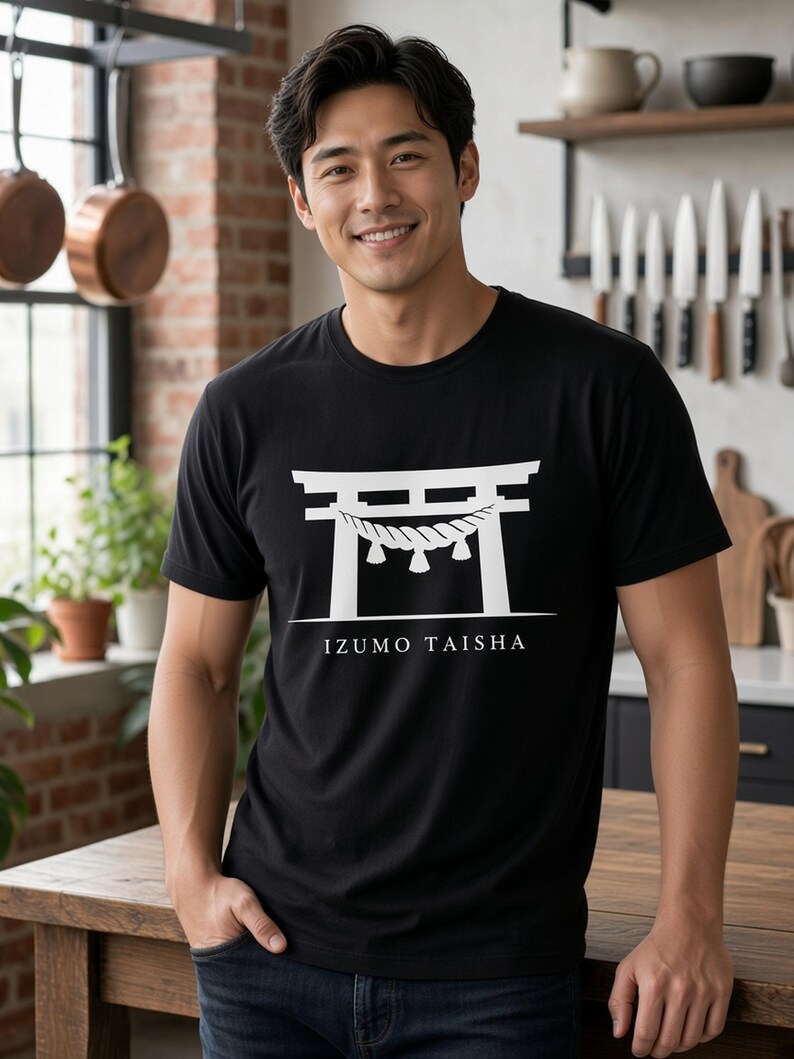San Mai Atelier on-model — Izumo Taisha black tee