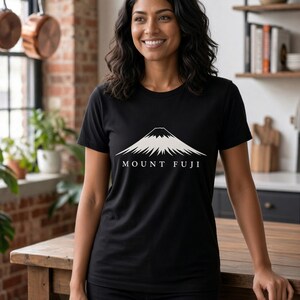 San Mai Atelier on-model — Mount Fuji black tee