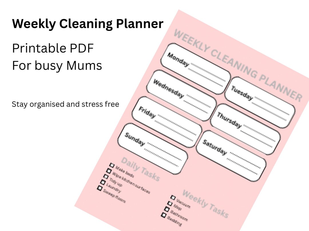 Pink Weekly Cleaning Planner Printable | Cleaning Schedule PDF | Home ...