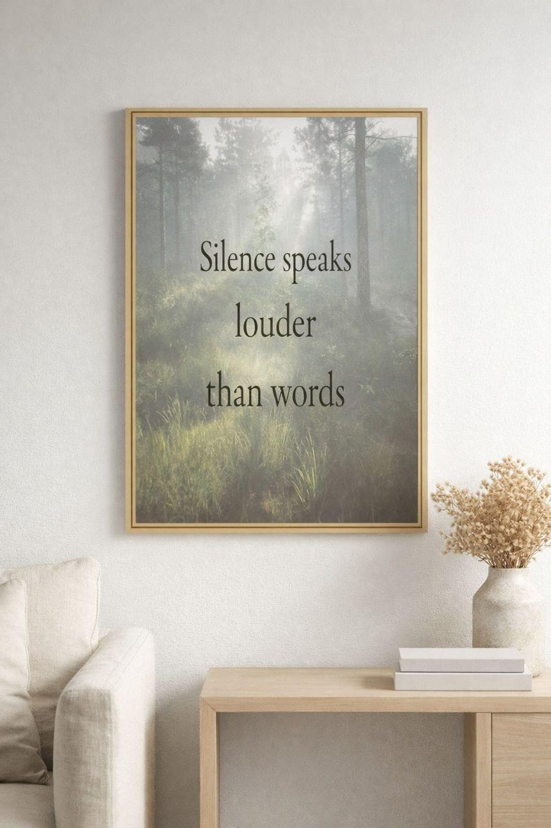 Silence Speaks Louder Than Words Printable Wall Art, Minimalist Quote ...