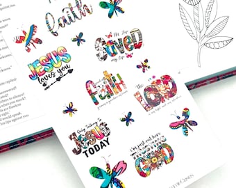 Faith colorful Bible journal stickers