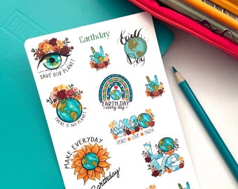 Earth day planner stickers