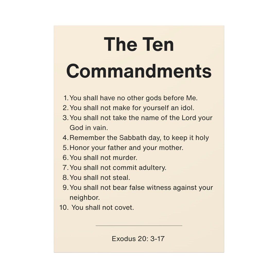 10 Commandments Text The Ten Commandments - Exodus 20:3-17 - Etsy