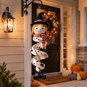 Crochet Witch Wind Spinner Pattern, Hanging Amigurumi Porch Decor (PDF Download)