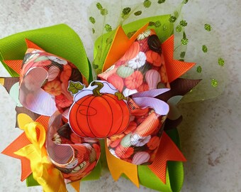 Fall Pumpkin Dreams Hair Bow