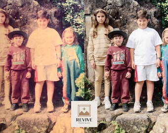 Oude fotorestauratie, beschadigde familiefoto's repareren, krassen en vervaging herstellen