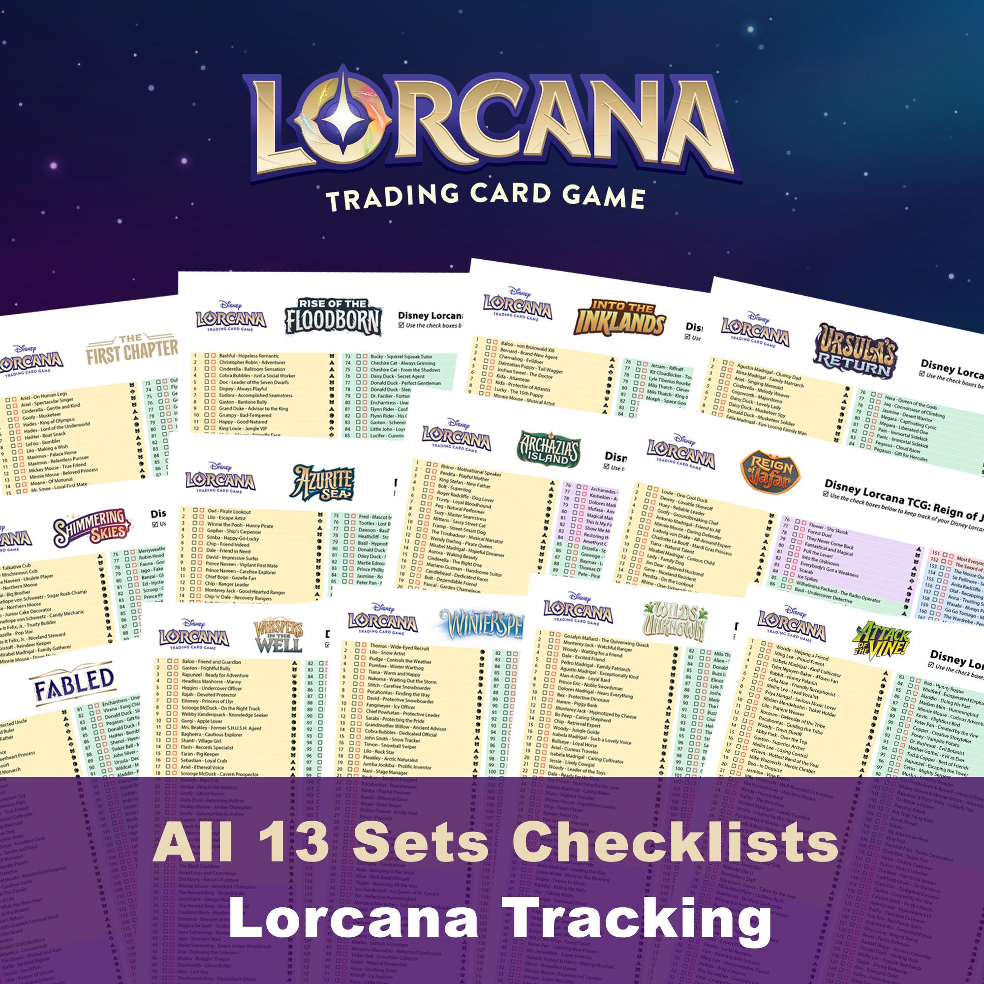 lorcana card checklist Disney Reign Of Jafar Master Set Kit Vinyl Binder Tracker Digital Download Card List Checklist