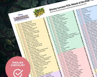 Lorcana Angriff der Ranke Checkliste, Master-Set Druckbare Kartenliste (Digitaler Download)