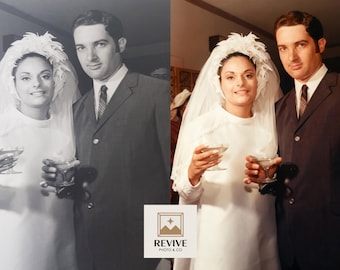 Servicio de restauración de fotos de boda, reparación de fotos descoloridas y dañadas, restauración de fotos de aniversario