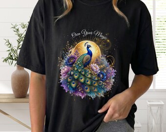 Vintage GOA Japanese Brand Peacock Feather Print T-shirt WAVE