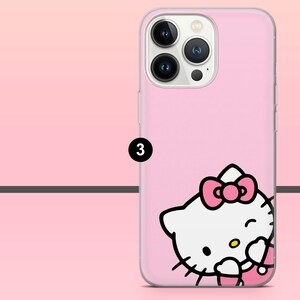 Custodia per telefono Hello Kitty con gatto rosa per iPhone 17e, 17Pro, 16e, 16, 15, 14, 13, 12, Samsung S26, A56, S25, S24, A16, Pixel 10, 10Pro, 9 3